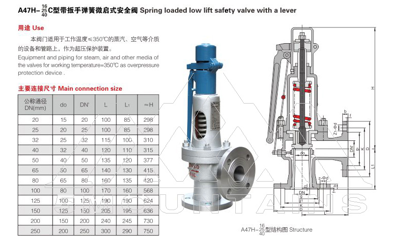 A47H/Y帶扳手彈簧微啟式安全閥